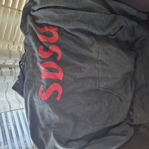 Gray Hoodie with Red SDSU Print